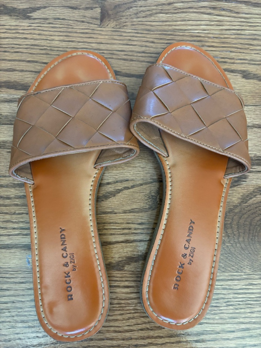 Rock & Candy Brown Woven Slide Sandals